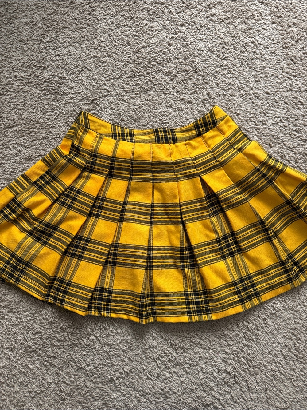 Forever 21 Yellow Plaid Pleated Skater Skirt